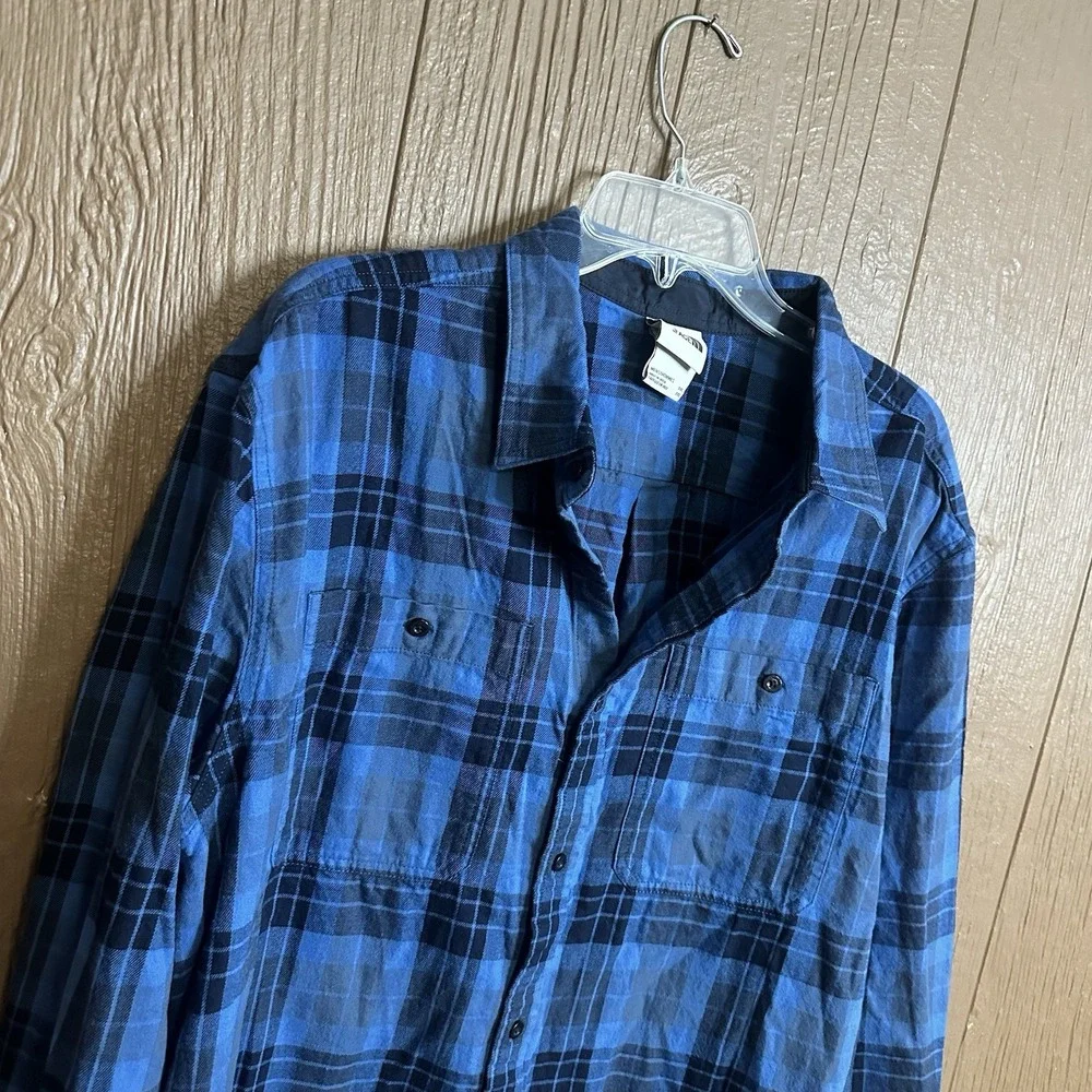 THE NORTH FACE Arroyo  Flannel Button-Down Shirt Sz XL Blue Lumberjack Outdoor
